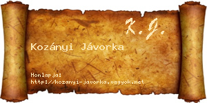 Kozányi Jávorka névjegykártya